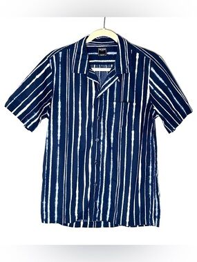 Todd Snyder Batik Stripe Short Sleeve Button Down Camp Shirt S